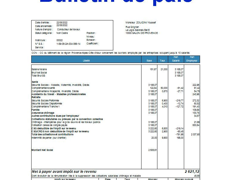 Fiche de paie