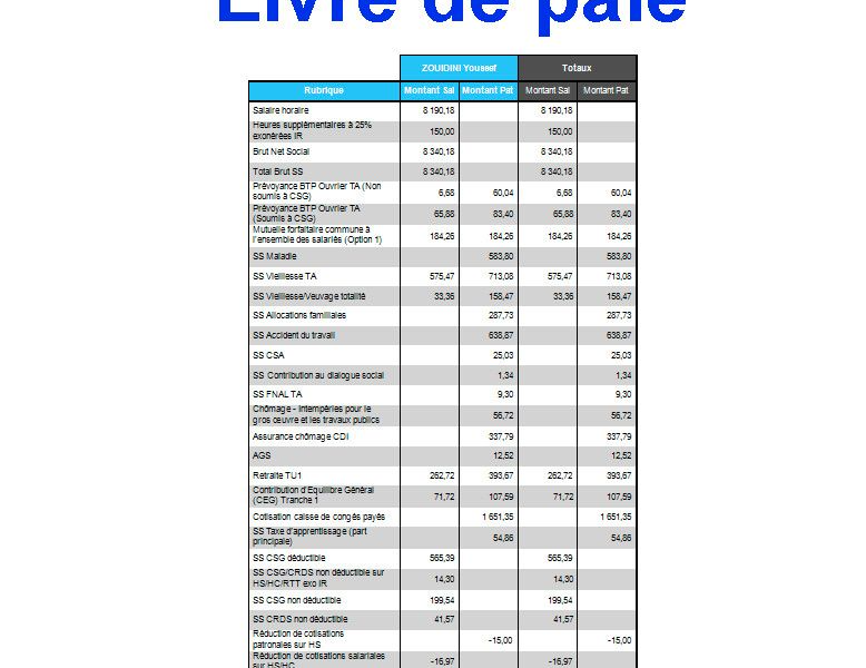 Fiche de paie